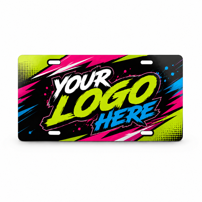 Custom printed aluminum license plate with full-color design