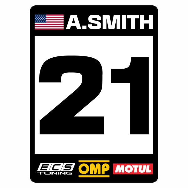 Custom Racing Number Set – Flag, Name & Number