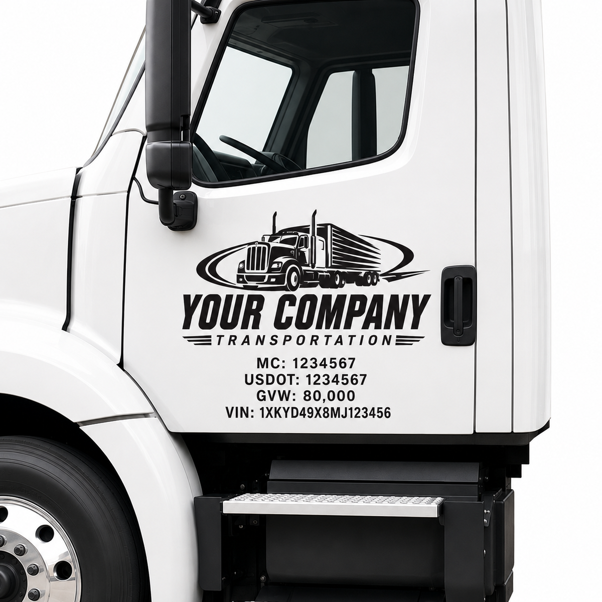 Vinyl Letters Truck Door Sign – Company Name, DOT, MC & VIN