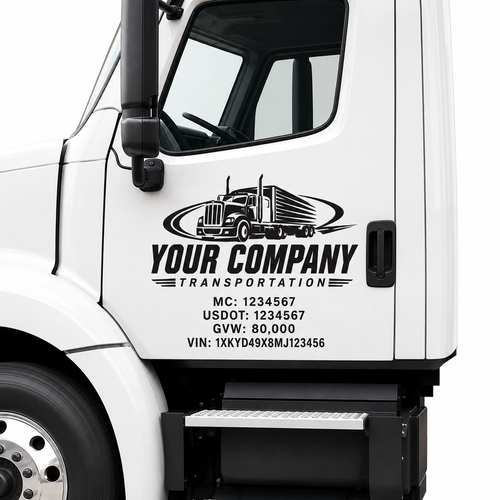 Vinyl Letters Truck Door Sign – Company Name, DOT, MC & VIN