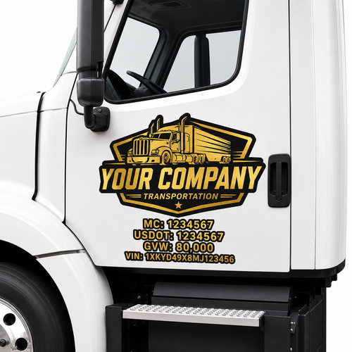 Premium Truck Door Sign Set – Company Logo, DOT, MC & VIN