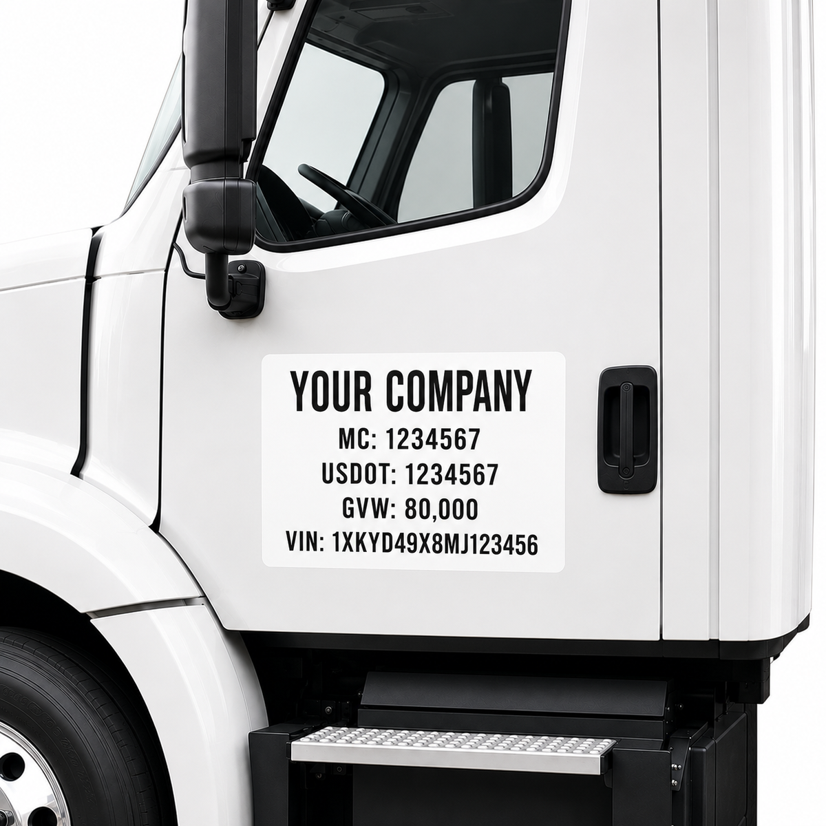 Economy Truck Door Sign – Company Name, DOT, MC & VIN