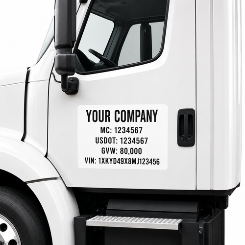 Economy Truck Door Sign – Company Name, DOT, MC & VIN