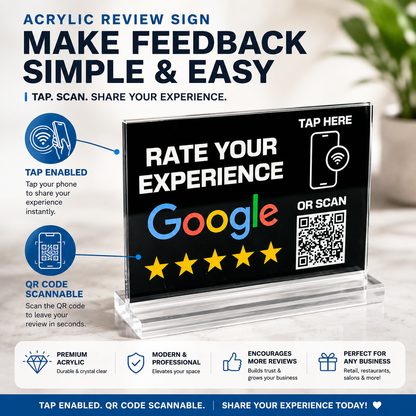 Custom NFC Google Review Acrylic Sign