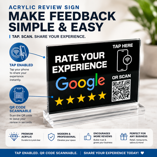 Custom NFC Google Review Acrylic Sign